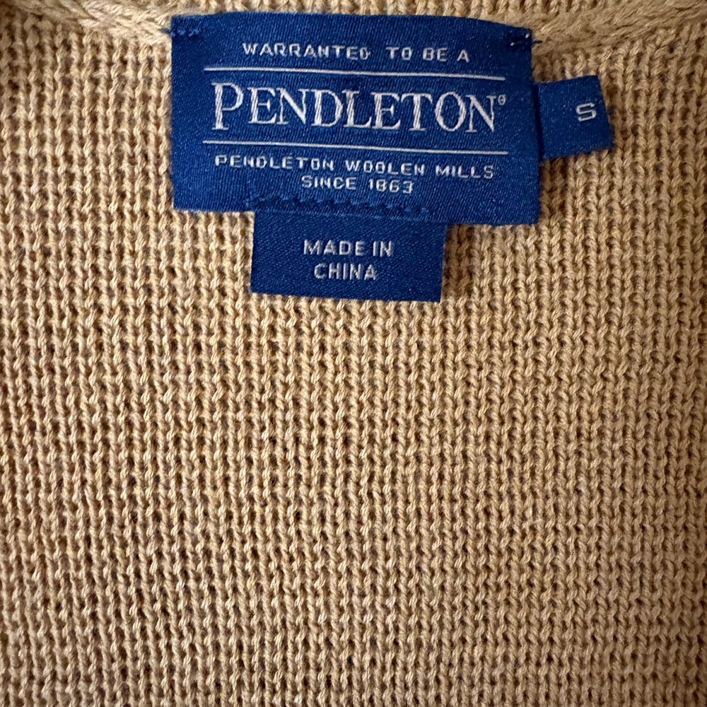 Pendleton Mustard Cardigan with Patterned Sleeves - image 3